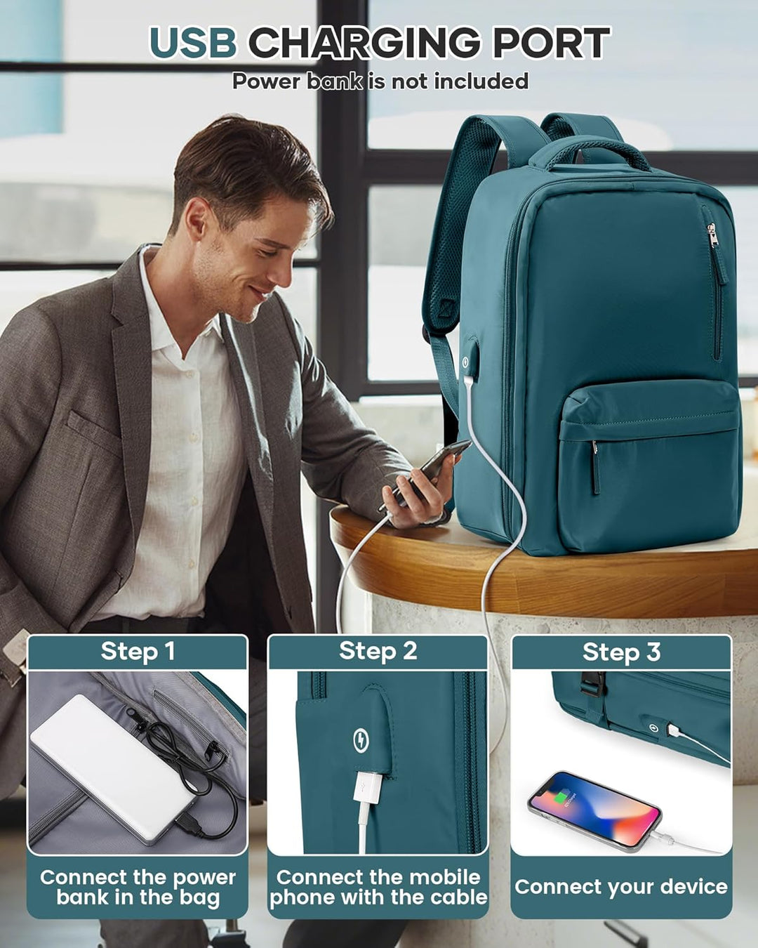 Laptoptaske med flere rum og justerbar rem