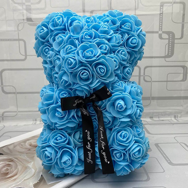 PetalCuddle Evig Rosa Bjørn | Romantisk bamse af kunstige blomster til mors dag og fejringer