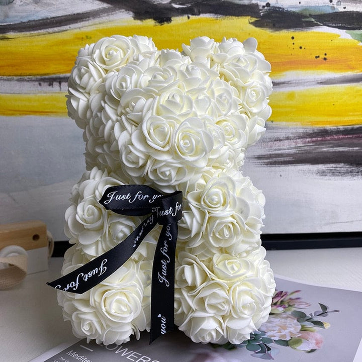PetalCuddle Evig Rosa Bjørn | Romantisk bamse af kunstige blomster til mors dag og fejringer