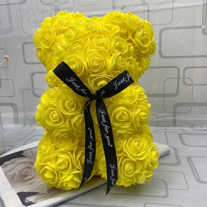 PetalCuddle Evig Rosa Bjørn | Romantisk bamse af kunstige blomster til mors dag og fejringer
