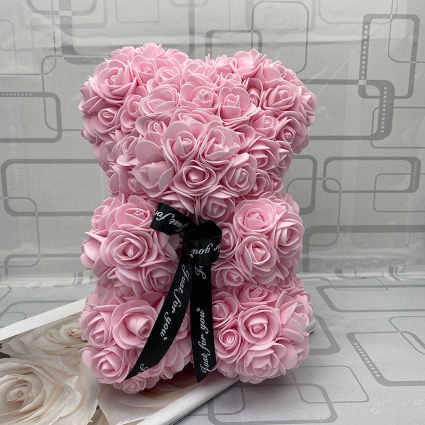 PetalCuddle Evig Rosa Bjørn | Romantisk bamse af kunstige blomster til mors dag og fejringer
