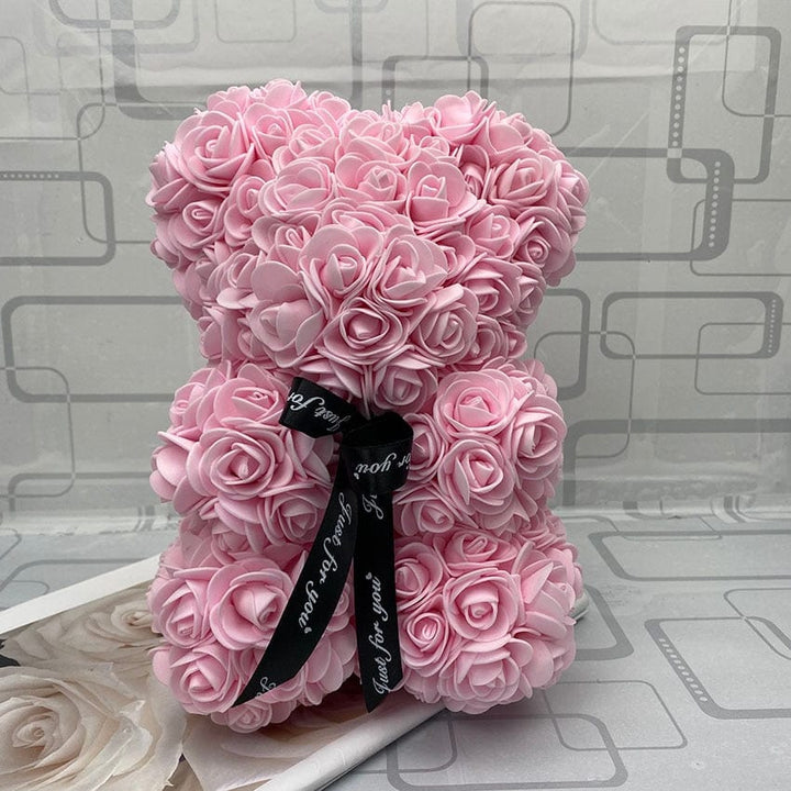 PetalCuddle Evig Rosa Bjørn | Romantisk bamse af kunstige blomster til mors dag og fejringer