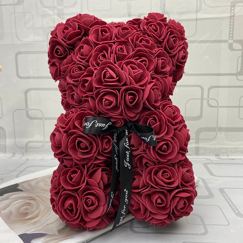 PetalCuddle Evig Rosa Bjørn | Romantisk bamse af kunstige blomster til mors dag og fejringer