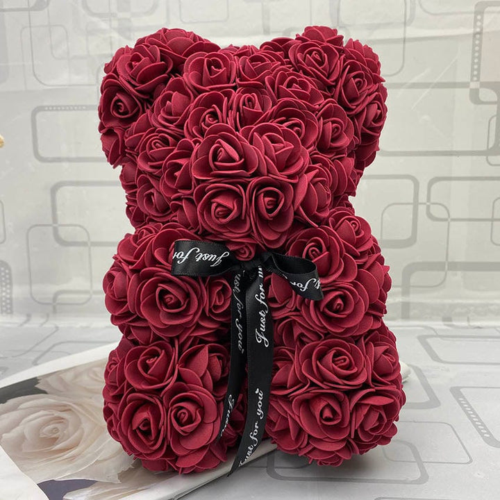 PetalCuddle Evig Rosa Bjørn | Romantisk bamse af kunstige blomster til mors dag og fejringer