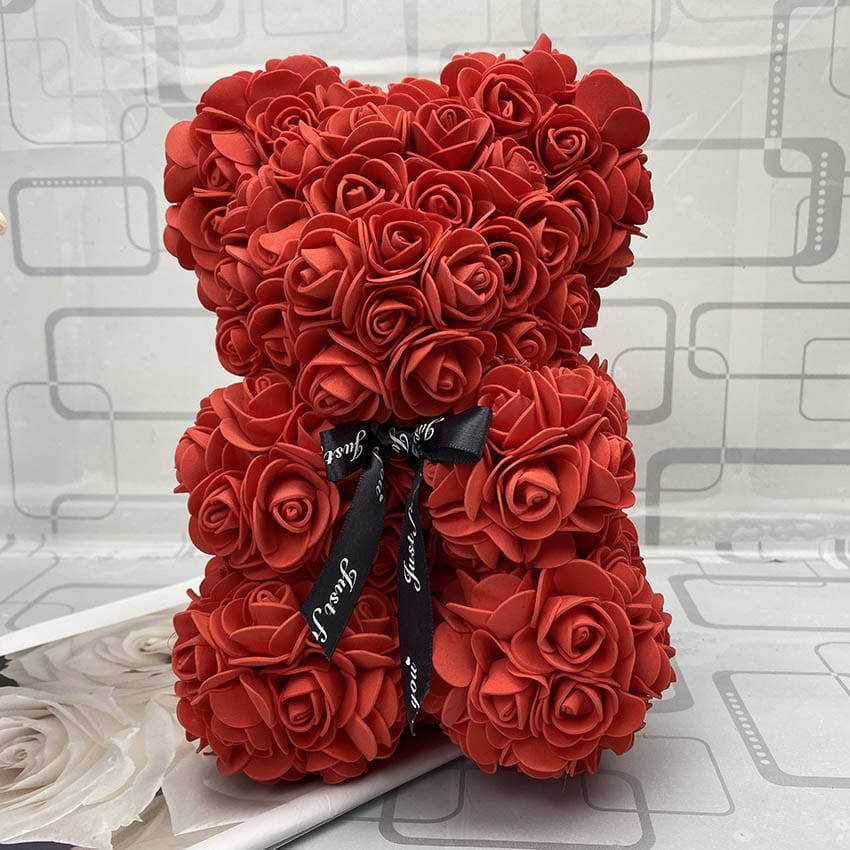 PetalCuddle Evig Rosa Bjørn | Romantisk bamse af kunstige blomster til mors dag og fejringer