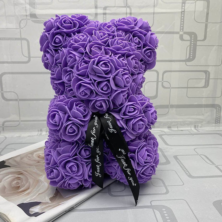 PetalCuddle Evig Rosa Bjørn | Romantisk bamse af kunstige blomster til mors dag og fejringer