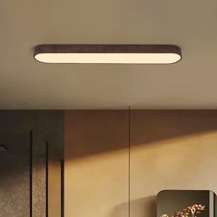 Oval Nordic Glow LED-loftlampe med træaccent