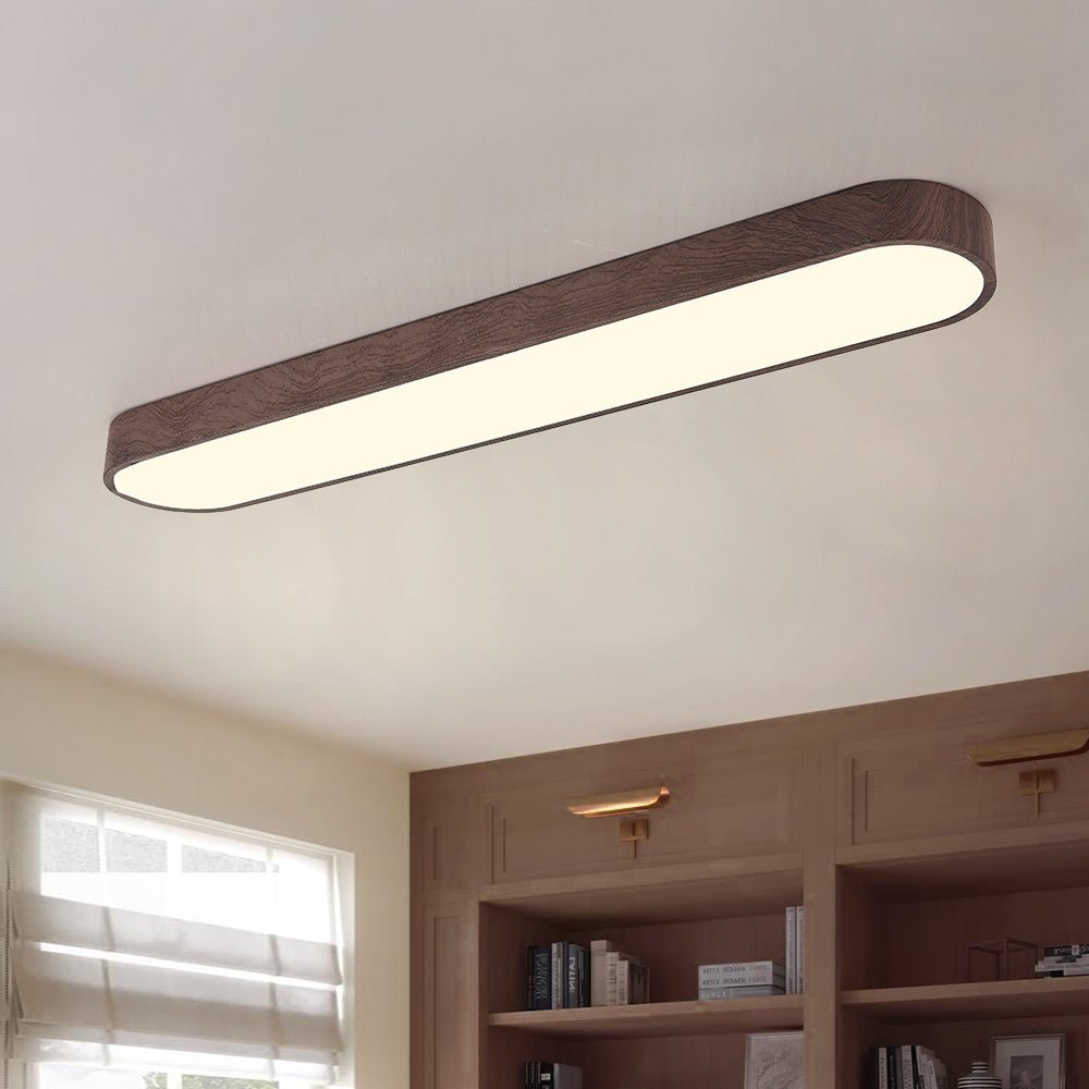 Oval Nordic Glow LED-loftlampe med træaccent
