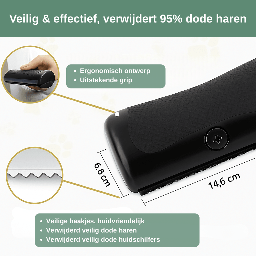 GlowBrush filtsaks-kam til hunde og katte — fjerner løs underuld