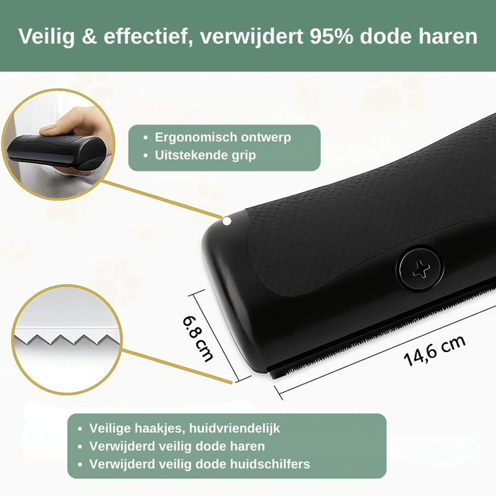 GlowBrush filtsaks-kam til hunde og katte — fjerner løs underuld