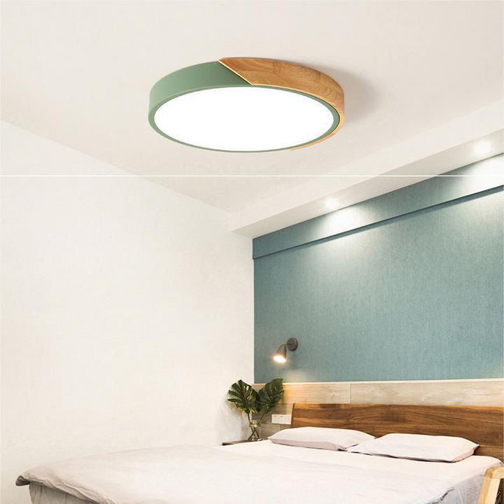 Rund Nordic Macaron-loftlampe i træ