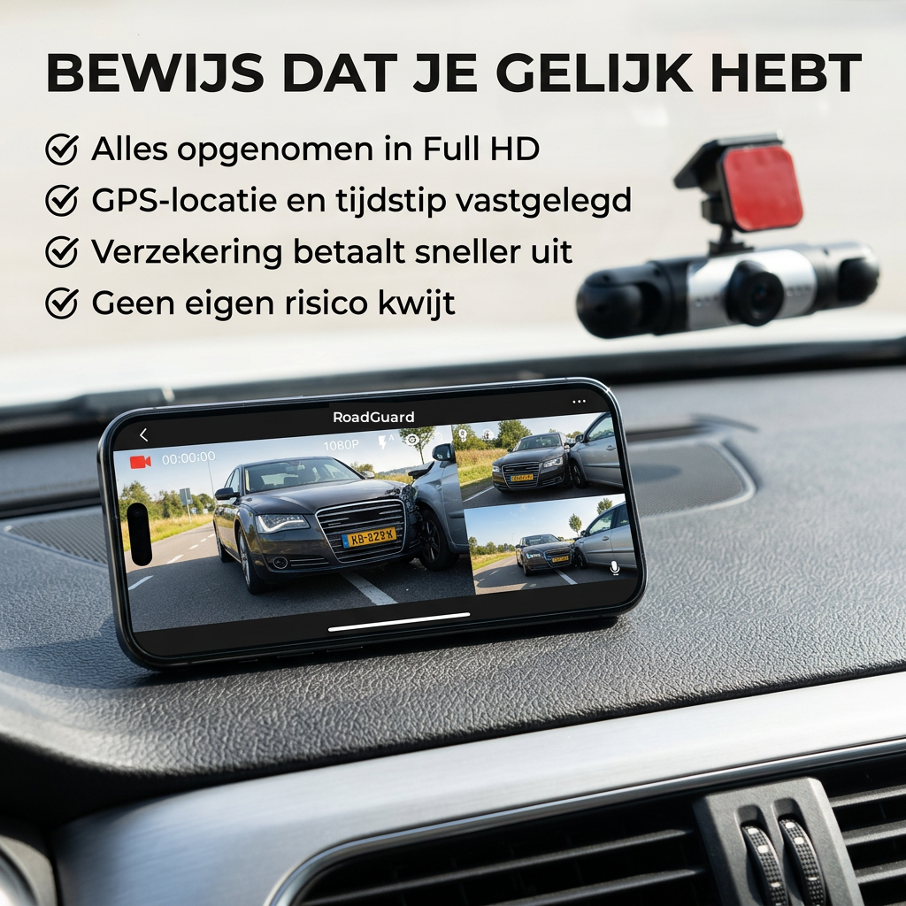360°-dashcam med 4 kameraer, GPS-tidsstempel og nattesyn