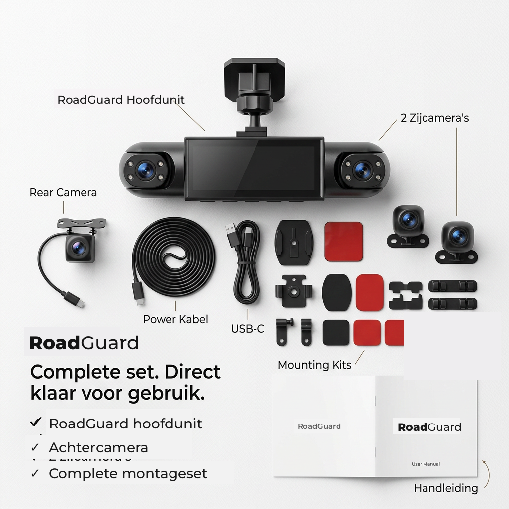 360°-dashcam med 4 kameraer, GPS-tidsstempel og nattesyn