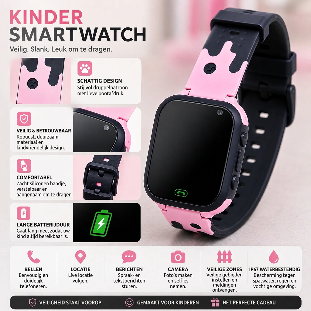 Smartwatch til børn med GPS, kamera og SOS-knap