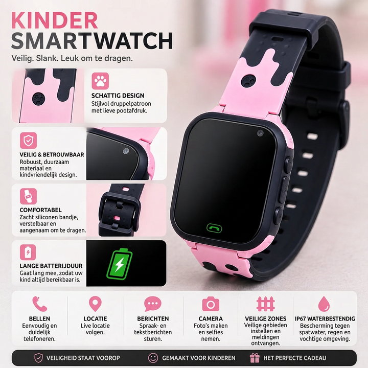 Smartwatch til børn med GPS, kamera og SOS-knap