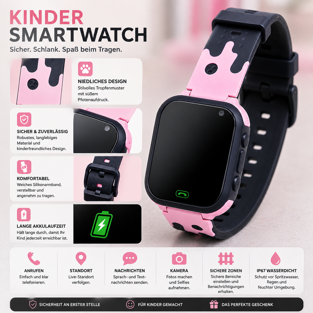 Smartwatch til børn med GPS, kamera & SOS-knap