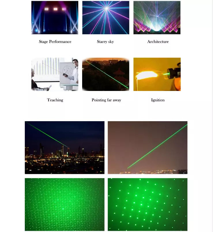 Genopladelig grøn laserpointer med lang rækkevidde og høj præcision