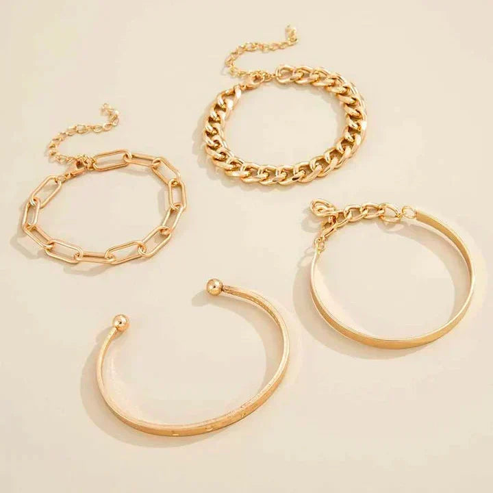 Elegant armbåndssæt i guld med raffinerede detaljer