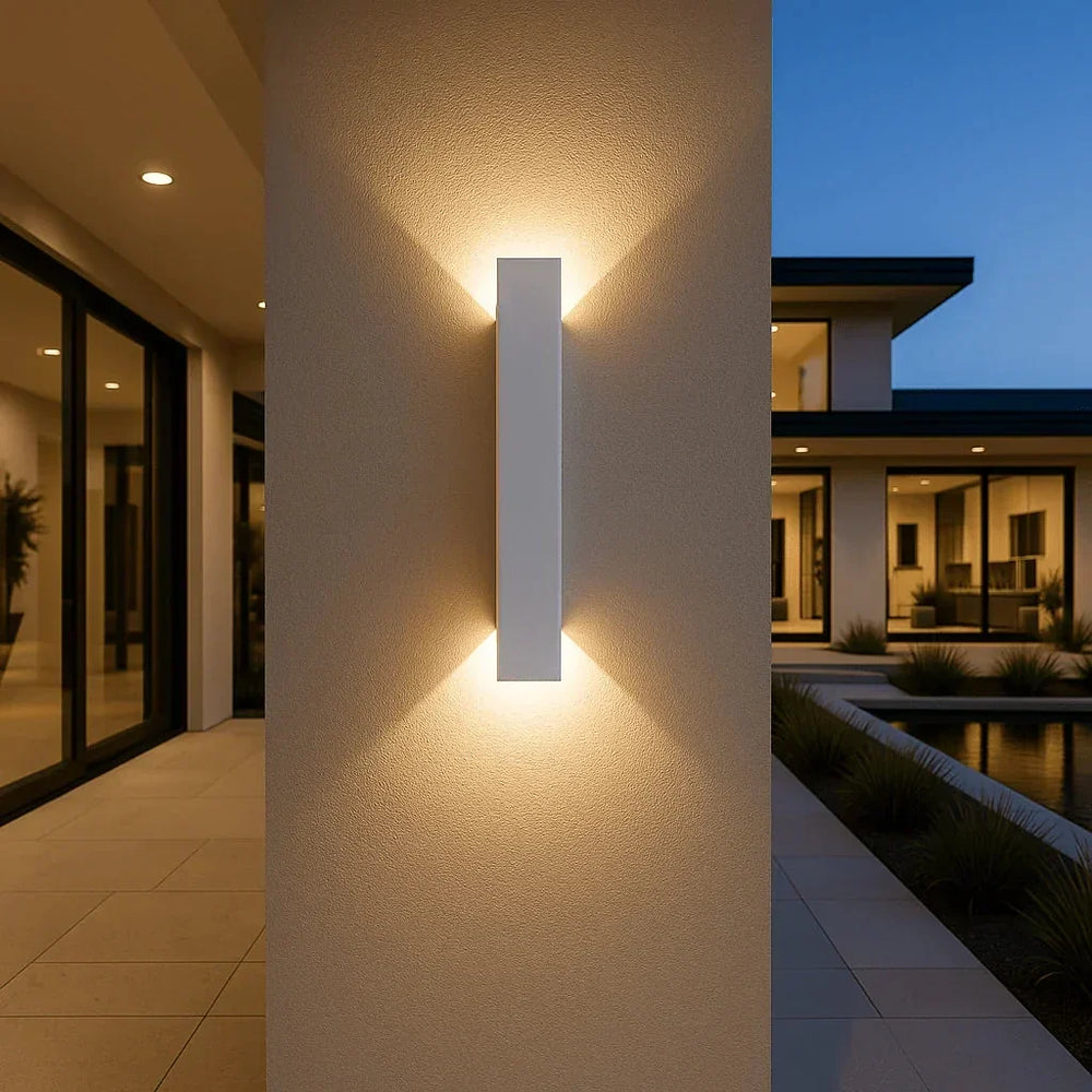 LED-udendørsvæglampe med op- og nedadgående lys – vejrbestandig, beskyttelsesklasse IP65