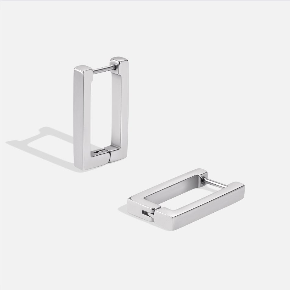 Elegante rektangulære sølvøreringe