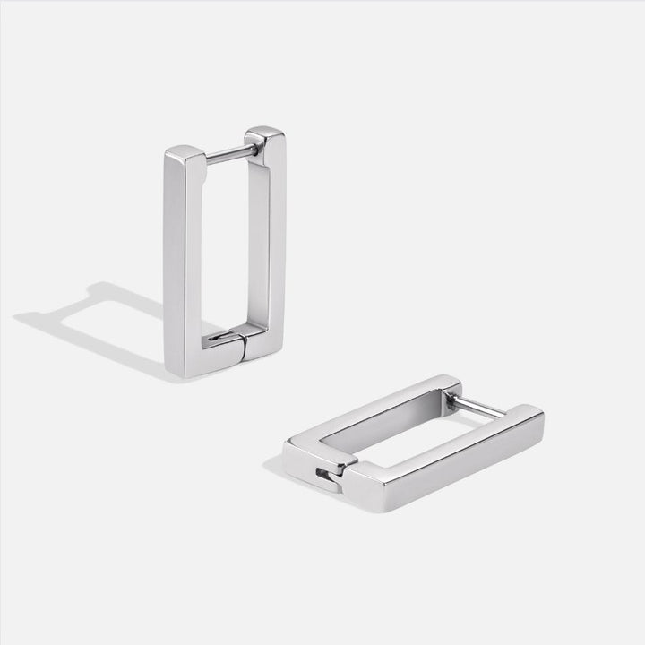 Elegante rektangulære sølvøreringe