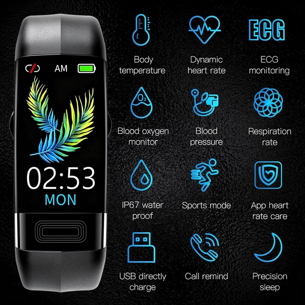 Smartwatch med EKG, puls, blodtryk og søvnovervågning til kvinder og mænd | Fitness-tracker | Vitaro