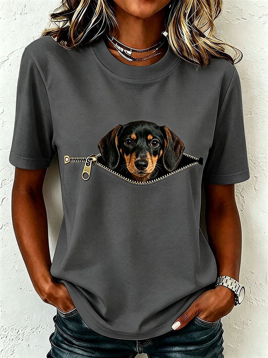T-shirt med korte ærmer og gravhundeprint