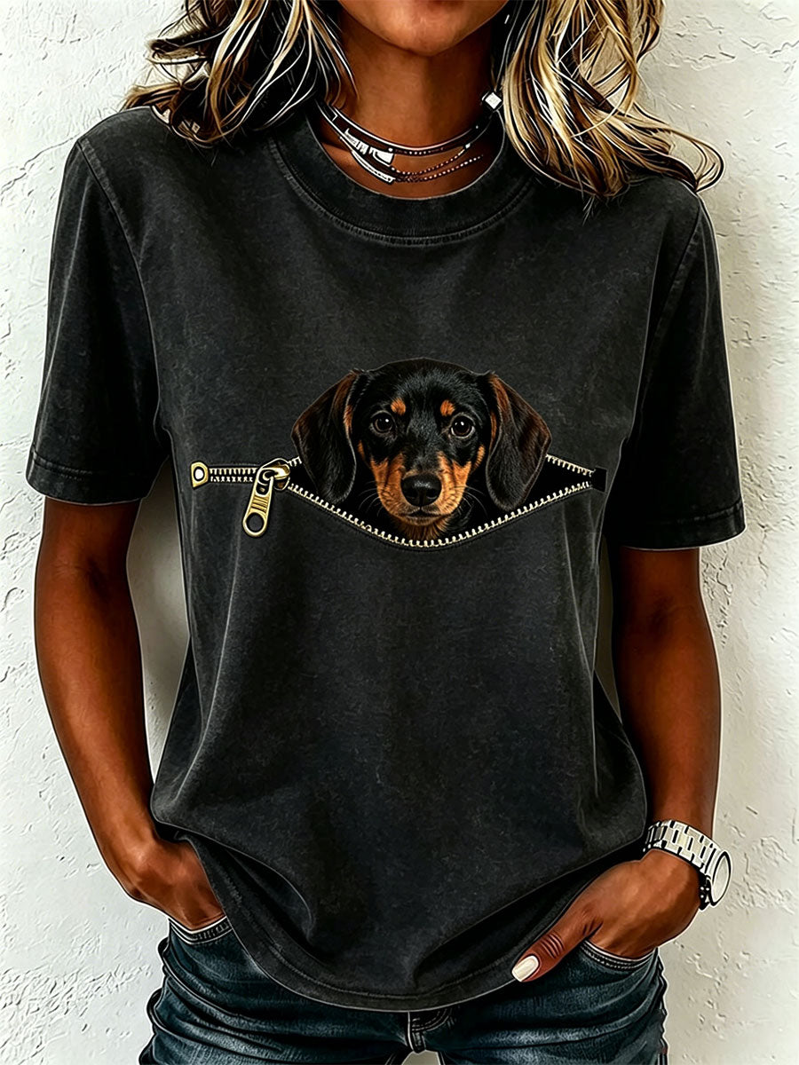T-shirt med korte ærmer og gravhundeprint