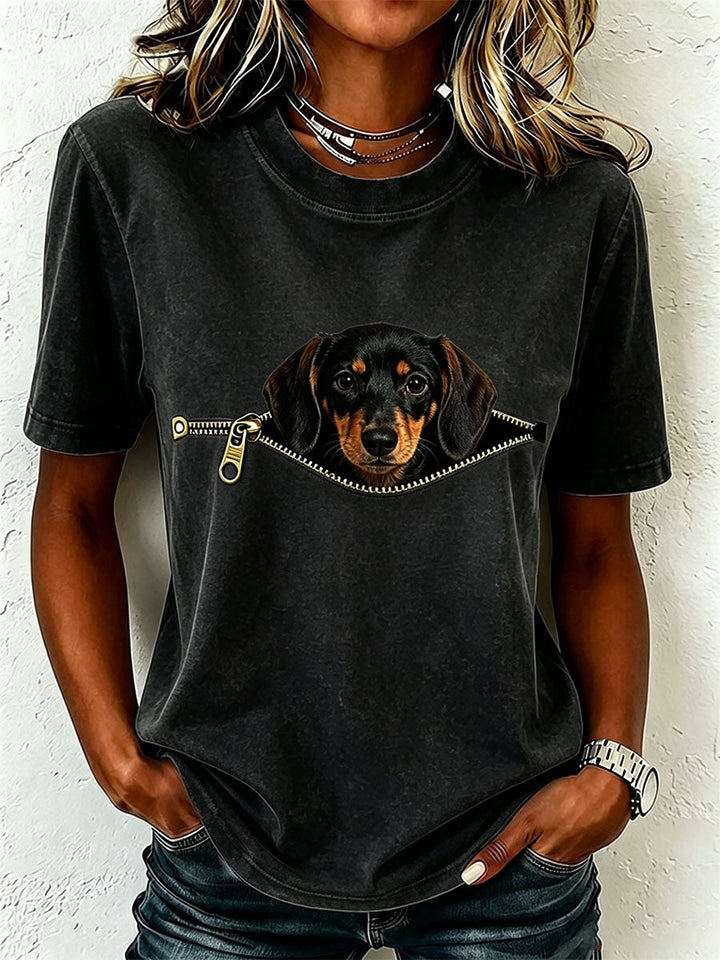T-shirt med korte ærmer og gravhundeprint
