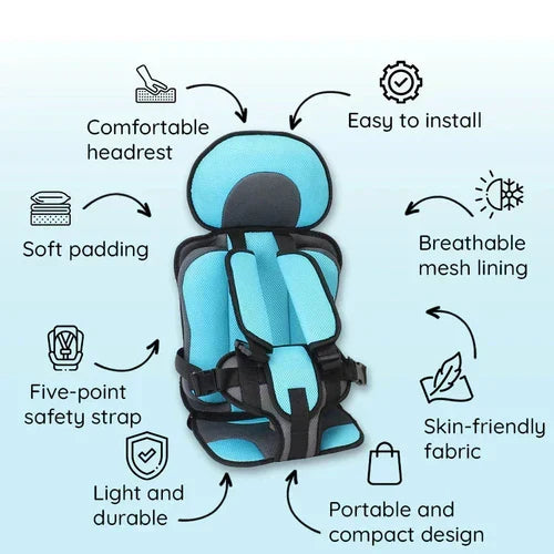 Bærbar, sammenklappelig bilbooster til børn til rejser