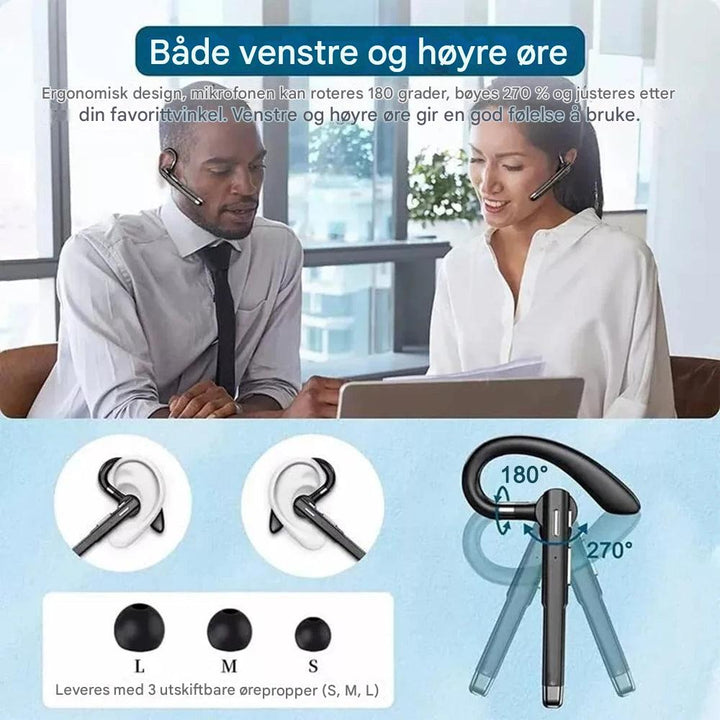 BT5.3 Bluetooth-headset med enkelt øre og støjreduktion