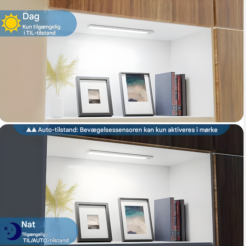 Genopladelige LED-lys til garderobe med sensor