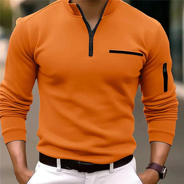 Mænd er Forår Zip-Up Bluse med brystlomme