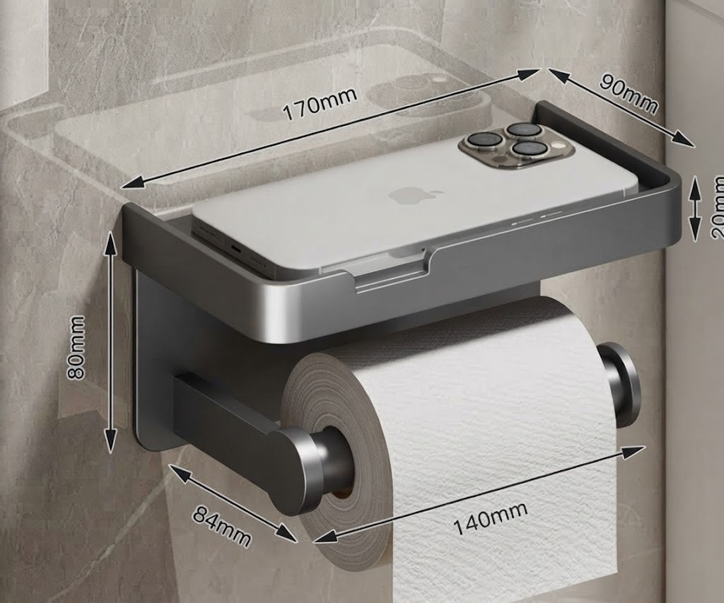 Toiletrulleholder i rustfrit stål | Toiletrulleholder med opbevaringsplads | Toiletrulleholder | Rollix