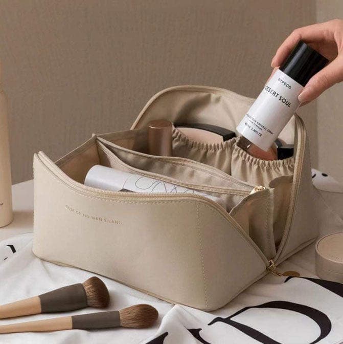 BellaPack makeuptaske med bred åbning | Vandtæt & justerbare rum | 26x11x15 cm | Til rejser & hverdag