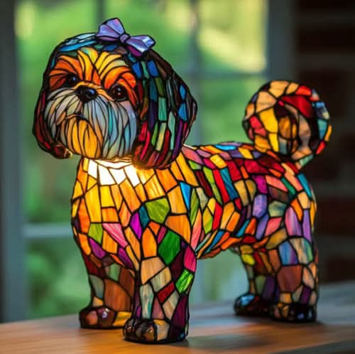 Lunaro - kunstnerisk LED-natlampe med hunderacer til boligindretning