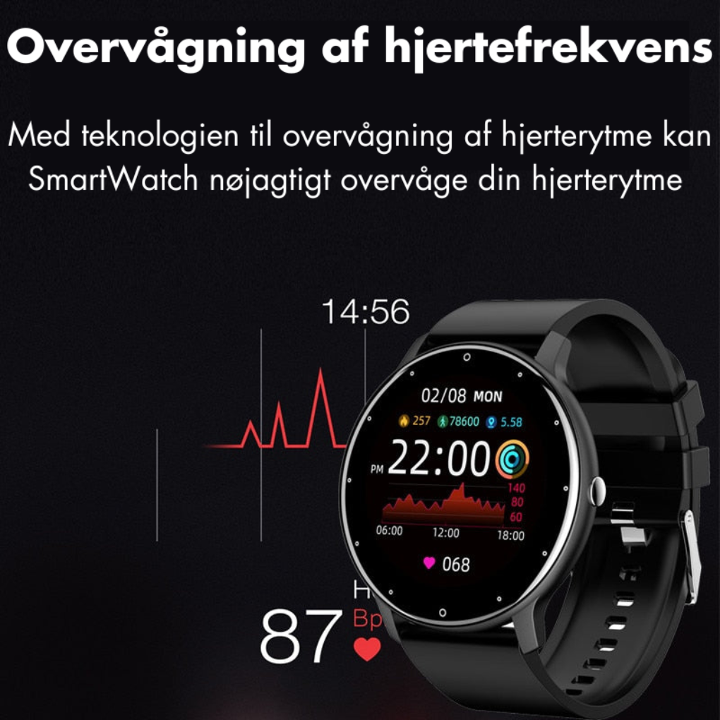Vandtæt Smartwatch med Sportsrem - IP67 | Kompatibel med Android og iOS