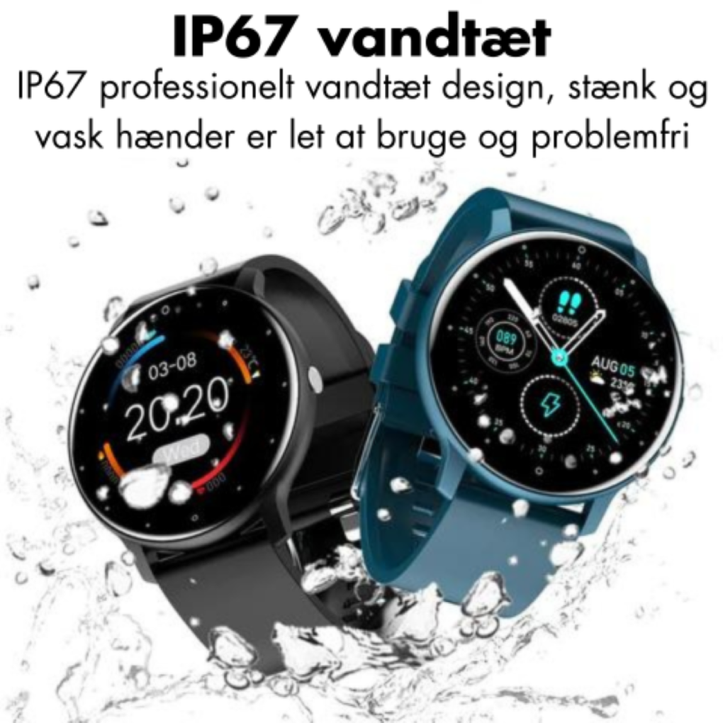 Vandtæt Smartwatch med Sportsrem - IP67 | Kompatibel med Android og iOS