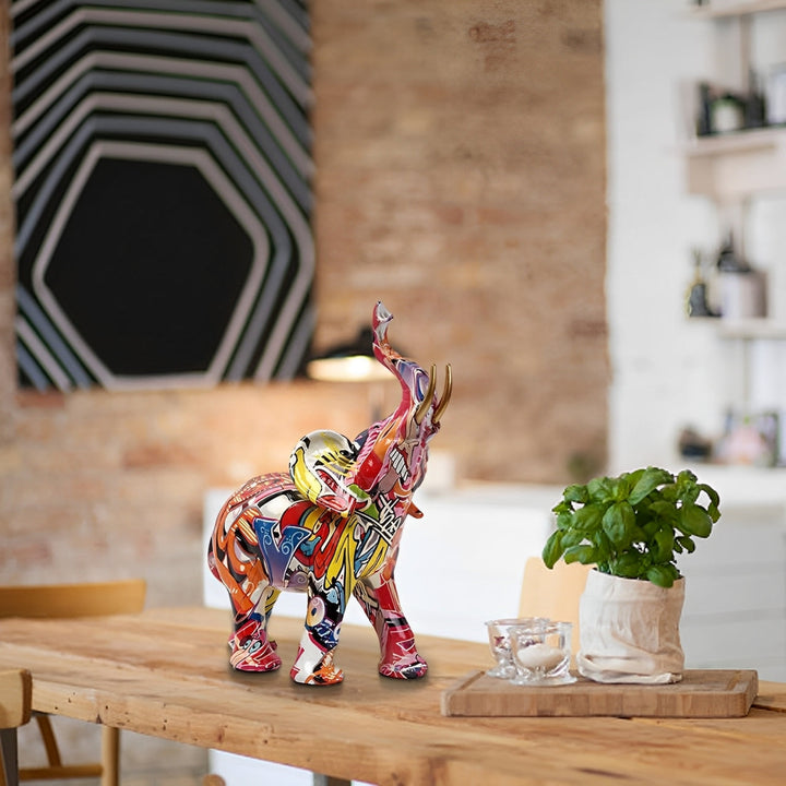 Abstrakt elefant - håndlavet kunstobjekt med lykkesymbol