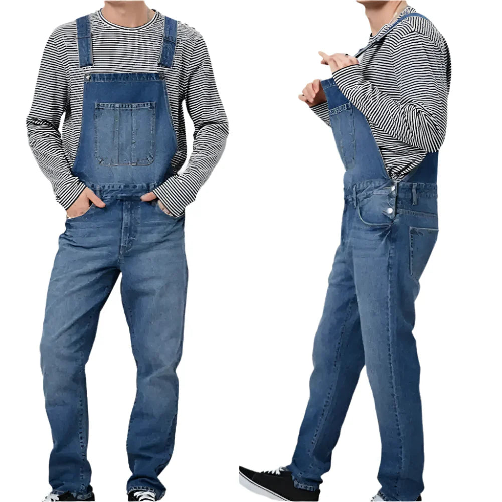 Vintage Denim Overall til Herrer - Justerbare Stropper