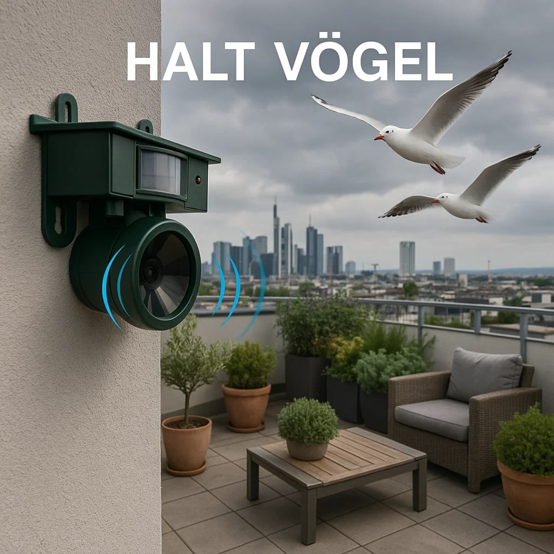 Skræm duer væk fra altan og have | Fugleafskrækkende enhed | VogelBlock